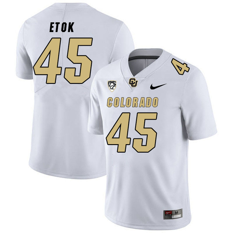 Men #45 Andi Etok Colorado Buffaloes College Football Jerseys Stitched Sale-White - Click Image to Close